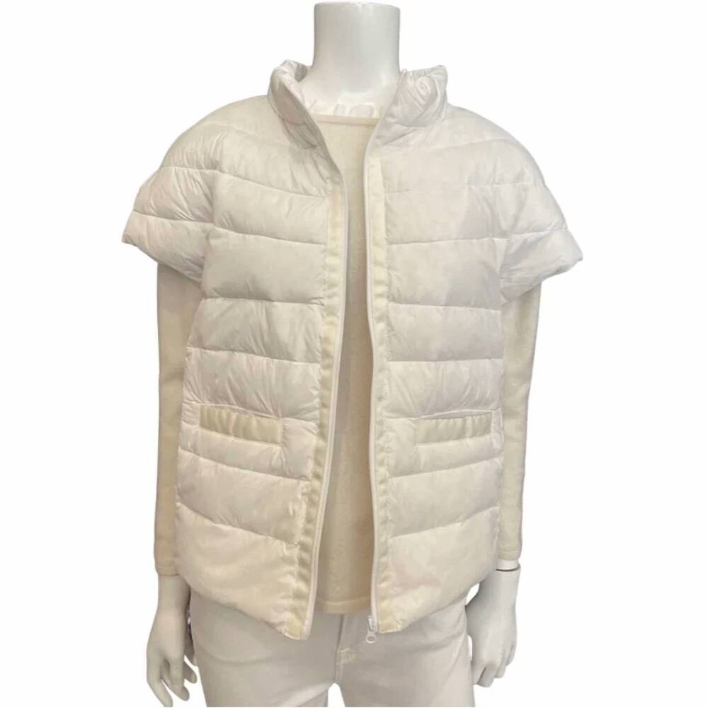 NEW CORTLAND PARK women's palm beach cap sleeve puffer vest in bright white